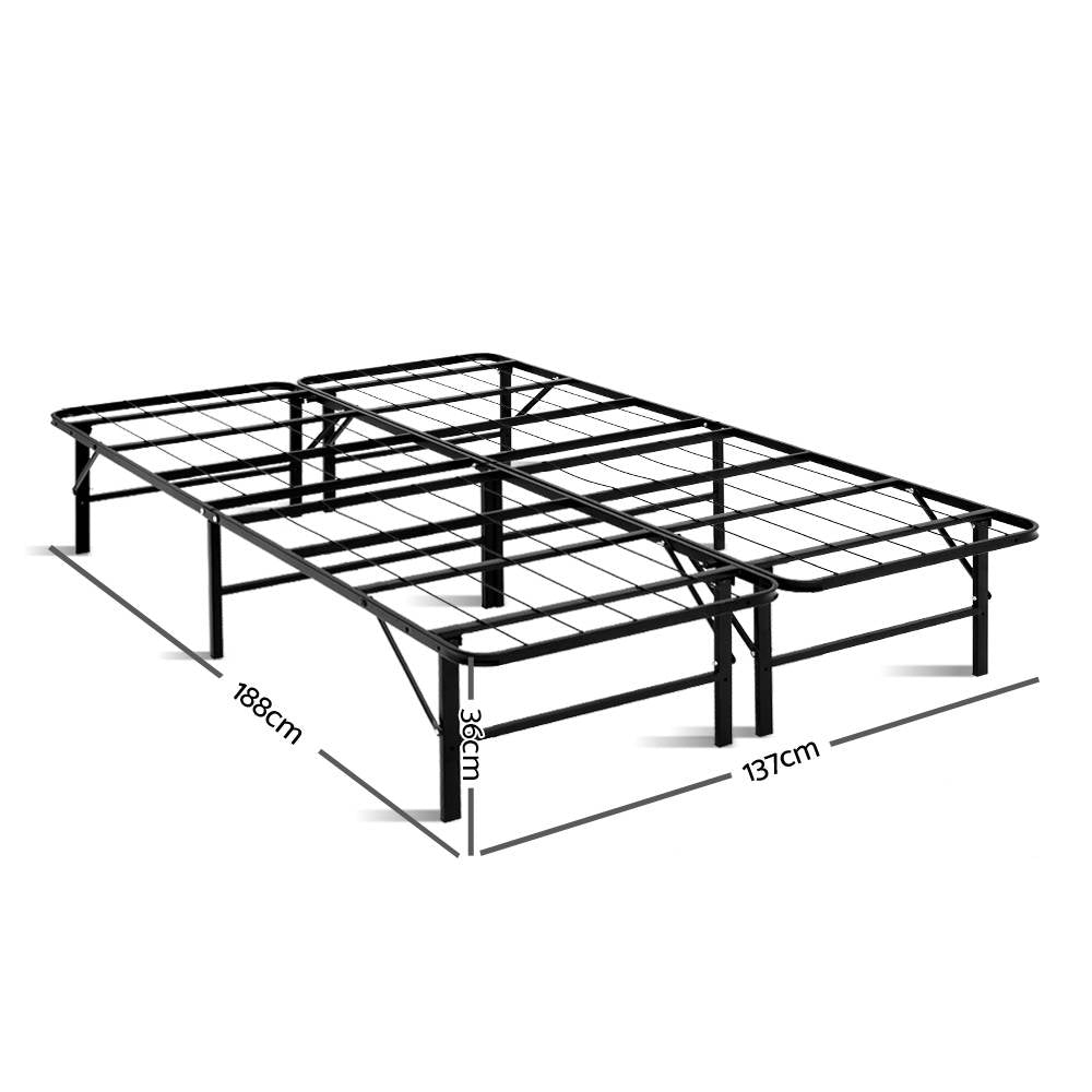 Double Portable Folding Bed Frame Metal Mattress Base - Black Homecoze