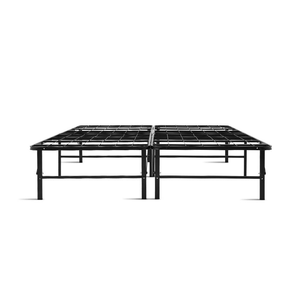 Queen Portable Folding Bed Frame Metal Mattress Base - Black Homecoze