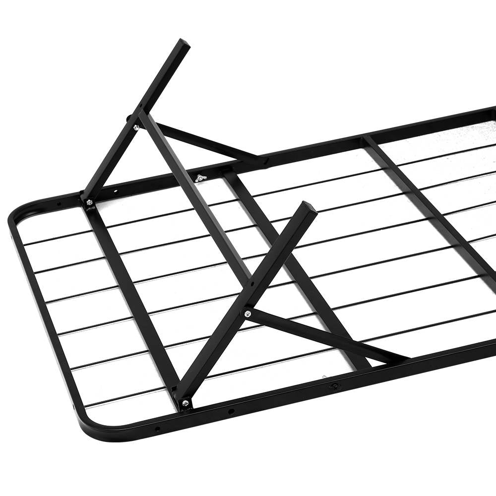 Queen Portable Folding Bed Frame Metal Mattress Base - Black Homecoze