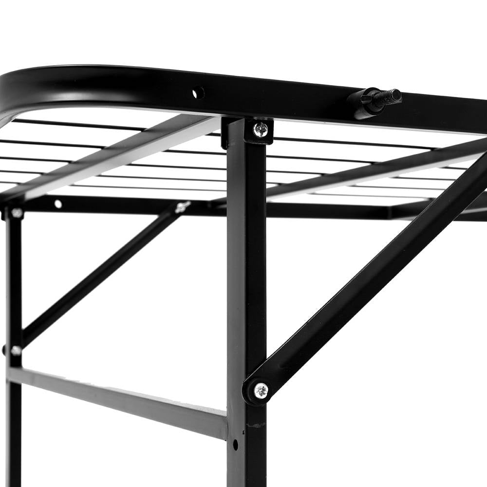Queen Portable Folding Bed Frame Metal Mattress Base - Black Homecoze