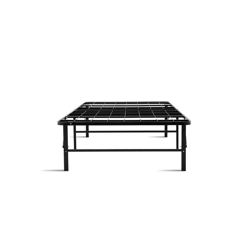 Single Portable Folding Bed Frame Metal Mattress Base - Black Homecoze