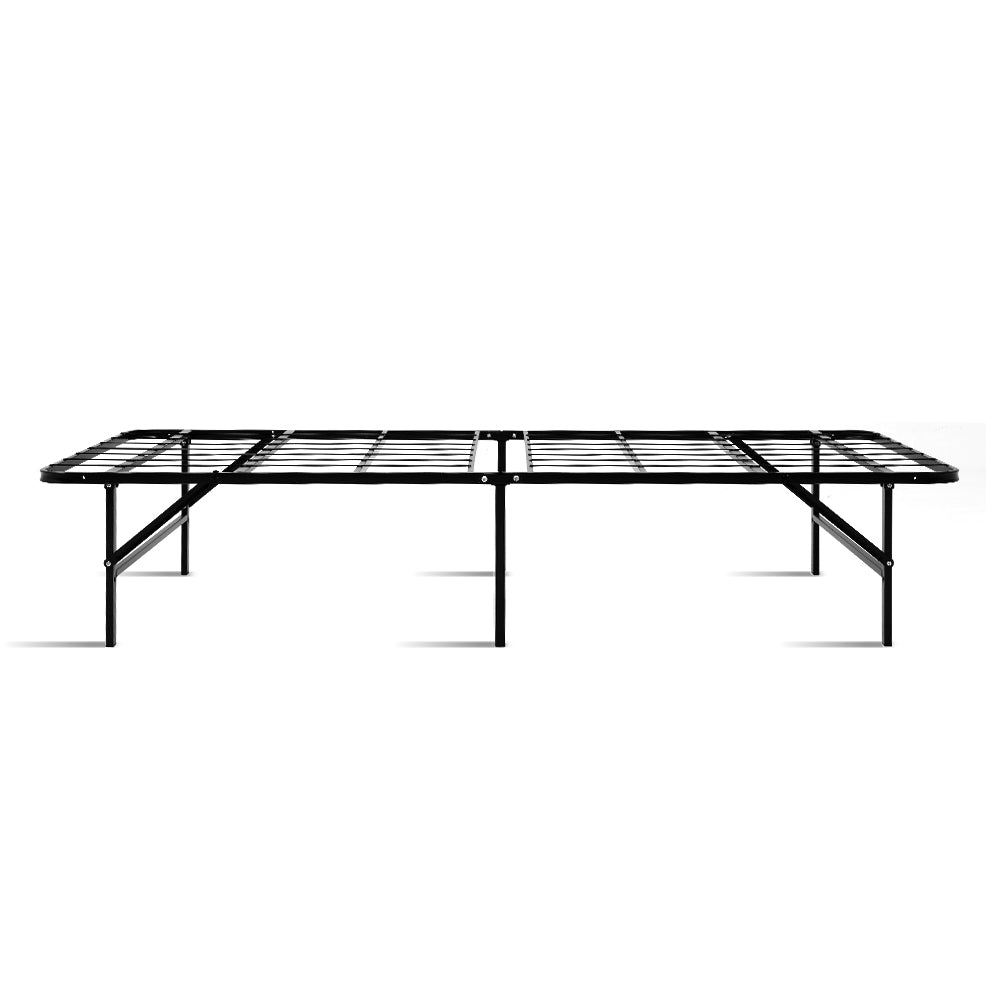 Single Portable Folding Bed Frame Metal Mattress Base - Black Homecoze