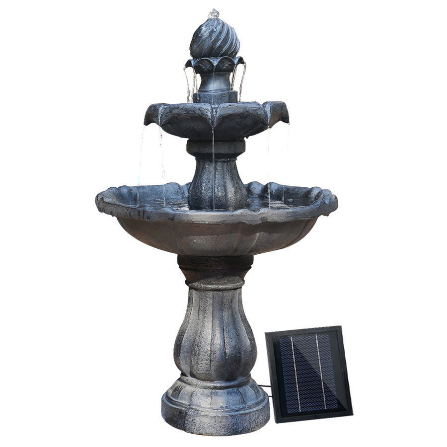 3 Tier Solar Powered Water Fountain - Black Homecoze