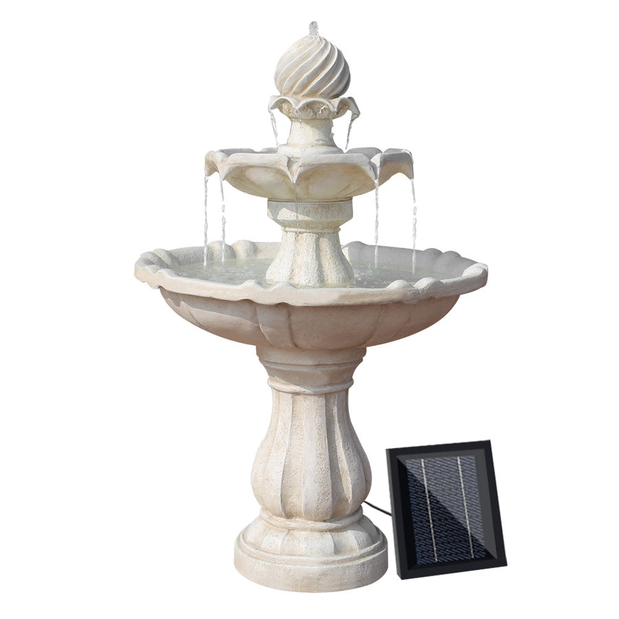 3 Tier Solar Powered Water Fountain - Ivory Homecoze