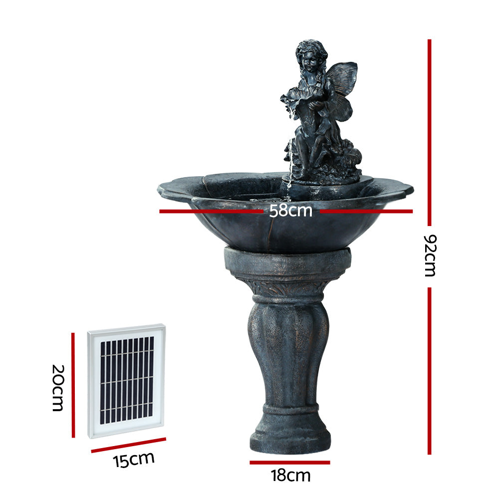 Cascading Angel Solar Powered Water Fountain with LED Lights 92cm Homecoze