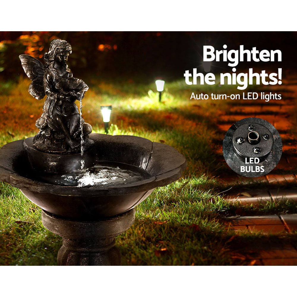 Cascading Angel Solar Powered Water Fountain with LED Lights 92cm Homecoze