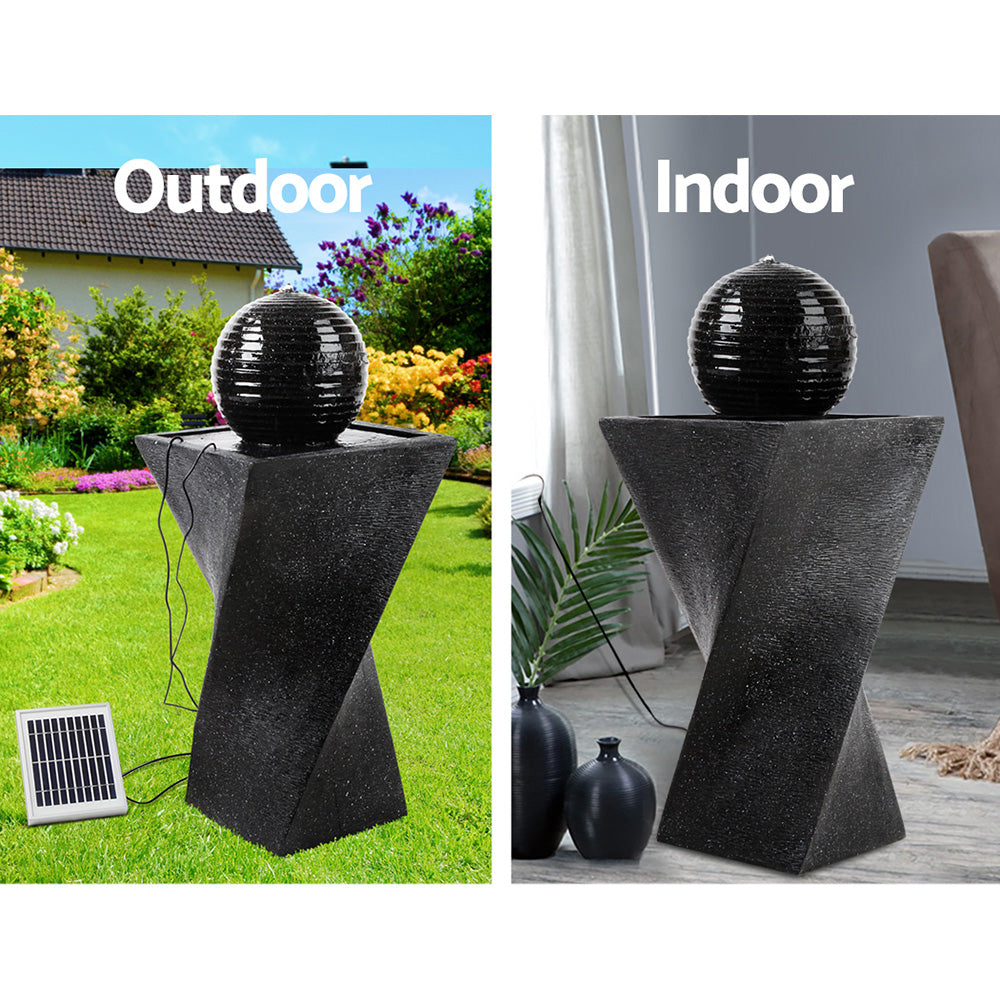 Solar Powered Water Fountain Twist Design with Lights Homecoze