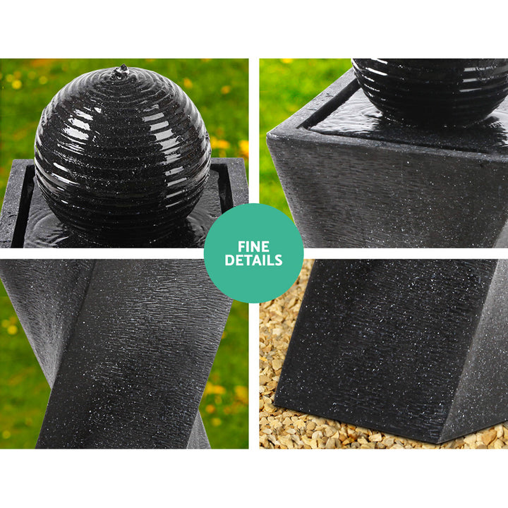 Solar Powered Water Fountain Twist Design with Lights Homecoze