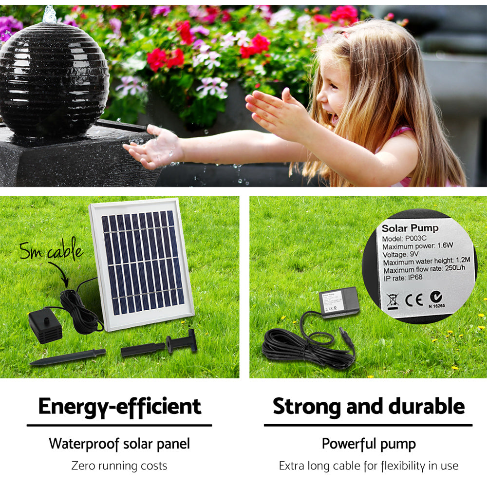 Solar Powered Water Fountain Twist Design with Lights Homecoze