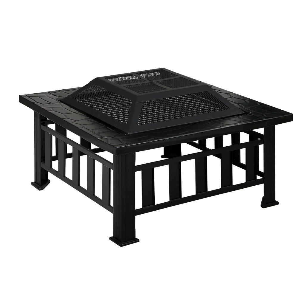 Fire Pit BBQ Table Grill Outdoor Garden Wood Burning Fireplace Stove Homecoze