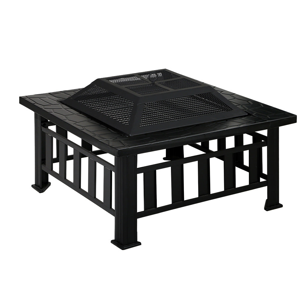 Fire Pit Table (81cm) 2-in-1 BBQ Grill - Homecoze