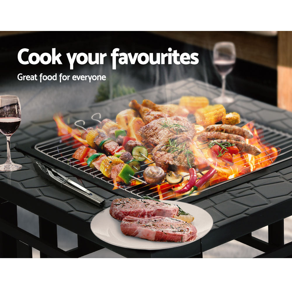 Fire Pit Table (81cm) 2-in-1 BBQ Grill - Homecoze