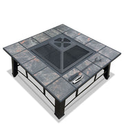 4-in-1 Multipurpose Fire Pit BBQ Grill Table with Ice Bucket Tray - 81 x 81cm Homecoze