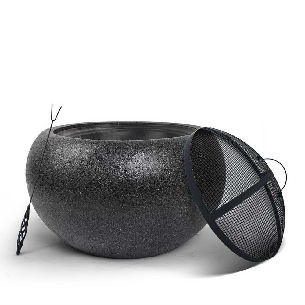 Modern Fire Pit (61cm) Cement Style with Steel Bowl - Homecoze