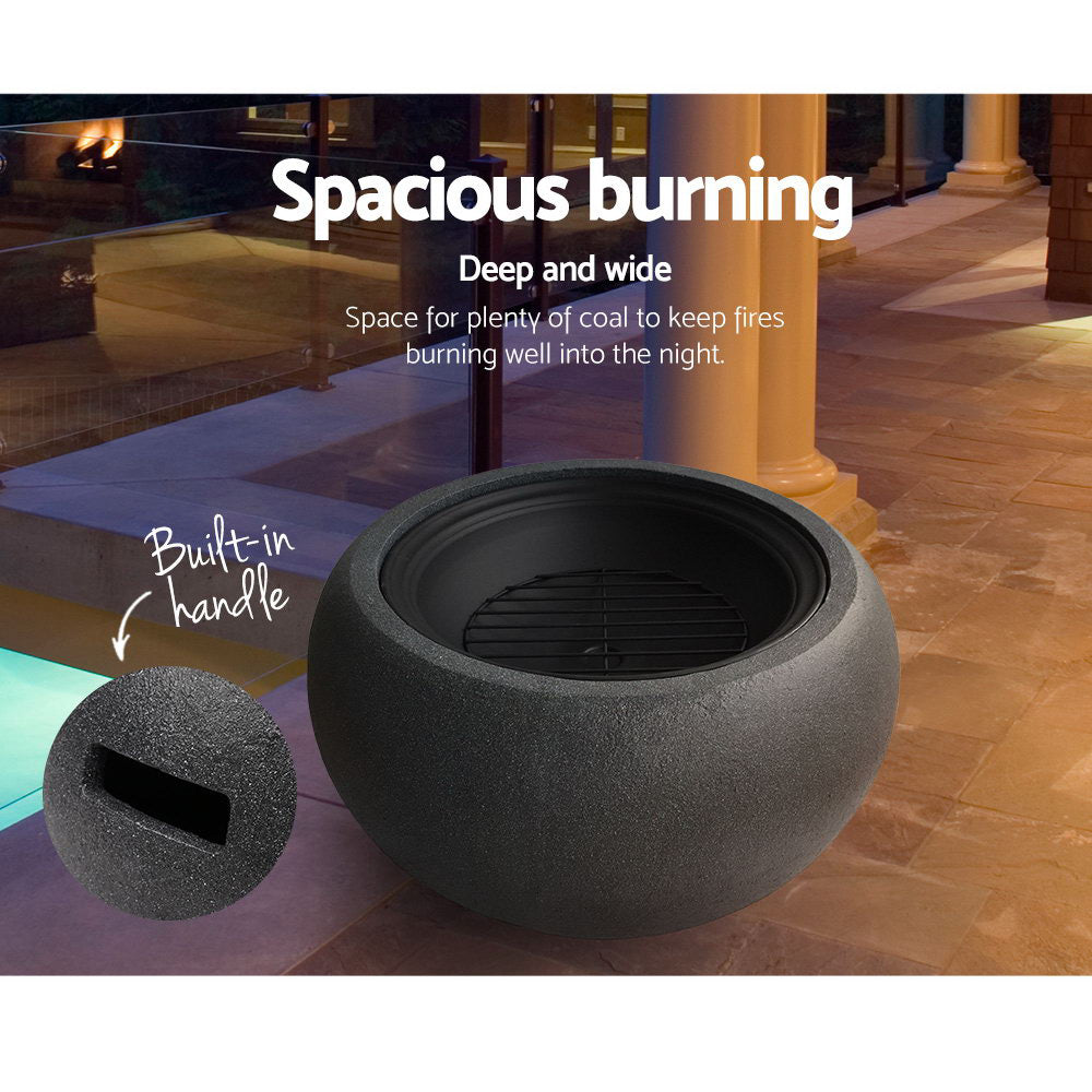 Modern Fire Pit (61cm) Cement Style with Steel Bowl - Homecoze