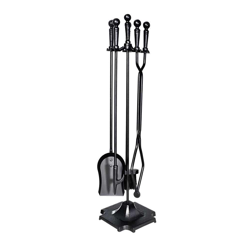 4Pc Fireplace Tool Set with Poker Brush Shovel Tongs & Stand Homecoze