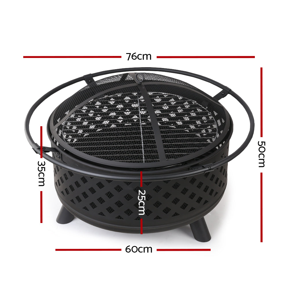 Fire Pit (76cm) 2-in-1 BBQ Grill Homecoze