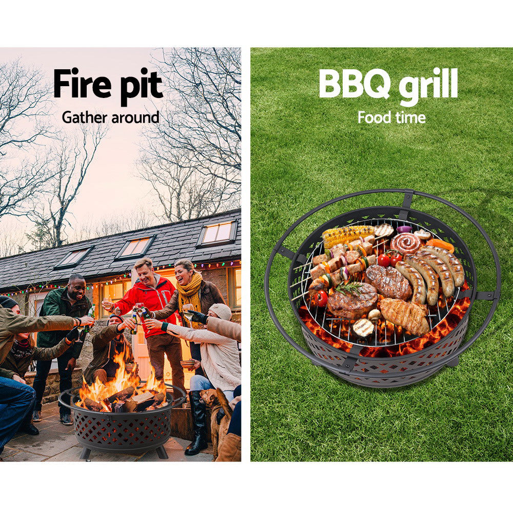 Fire Pit (76cm) 2-in-1 BBQ Grill - Homecoze