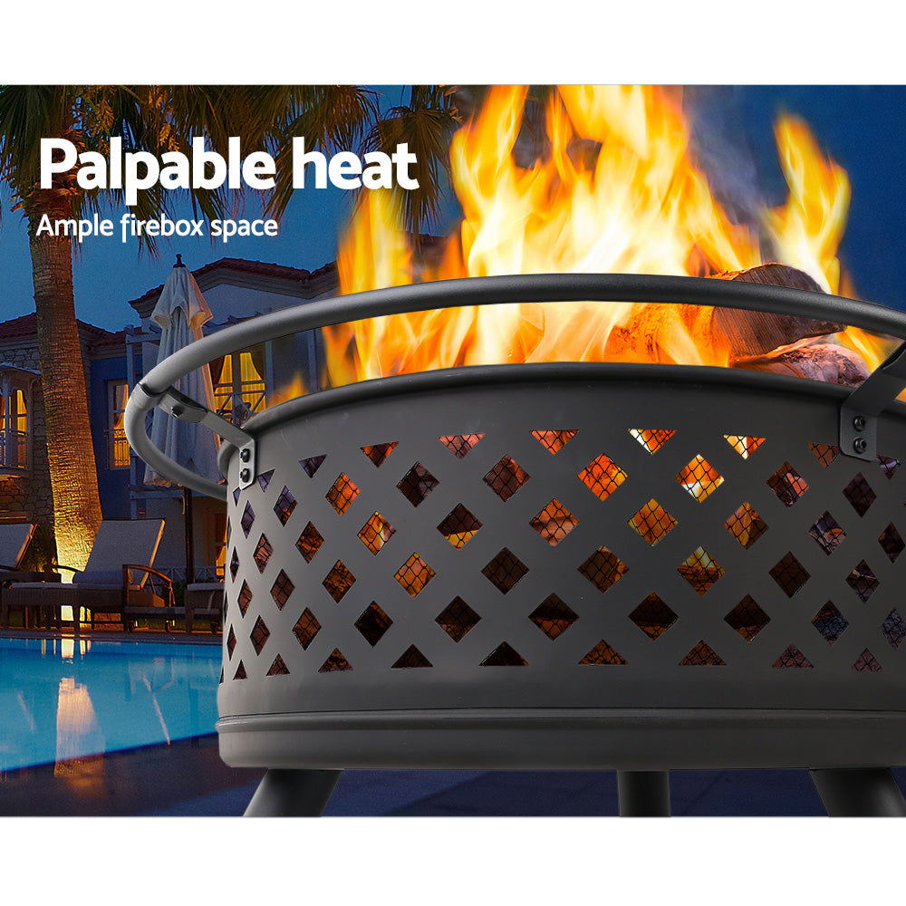 Fire Pit (76cm) 2-in-1 BBQ Grill - Homecoze