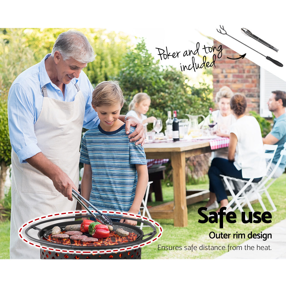 Fire Pit (76cm) 2-in-1 BBQ Grill - Homecoze