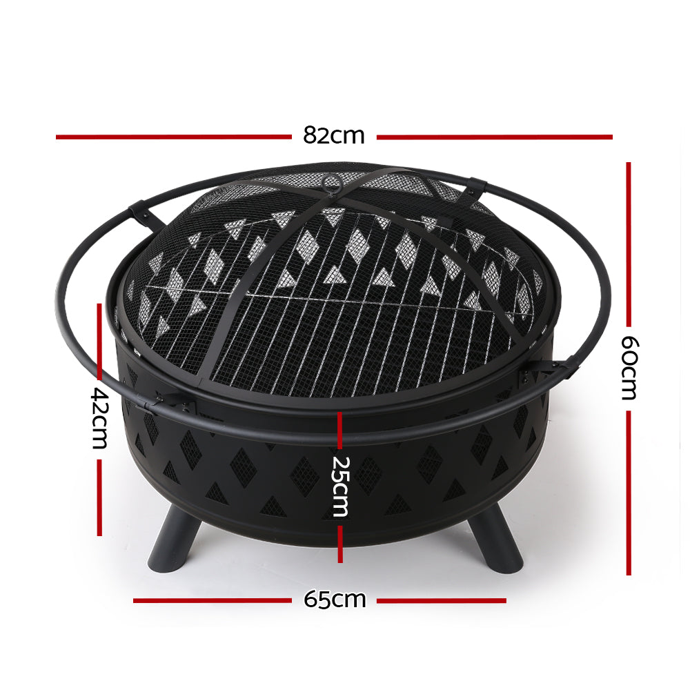 Fire Pit (82cm) 2-in-1 BBQ Grill