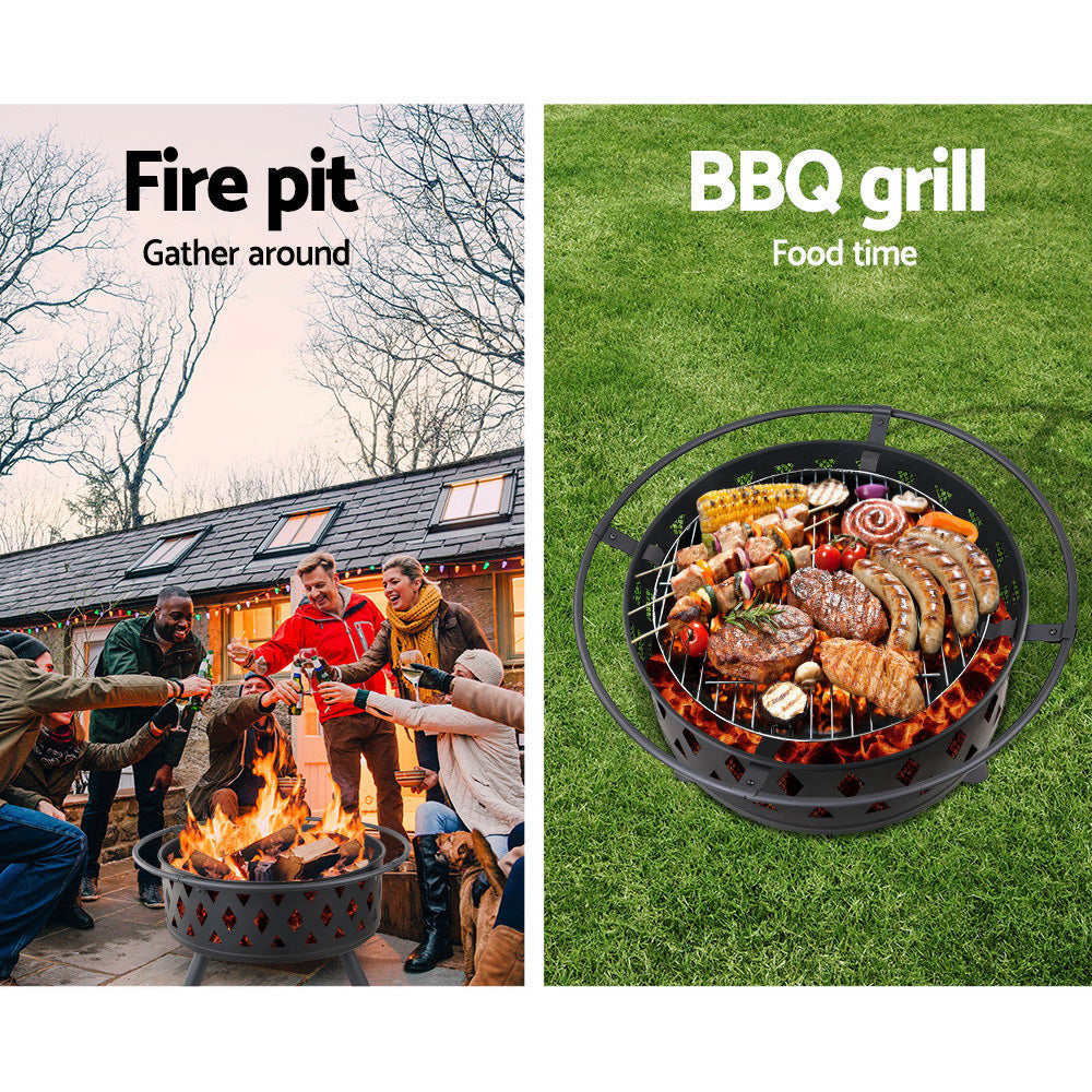 Fire Pit (82cm) 2-in-1 BBQ Grill - Homecoze