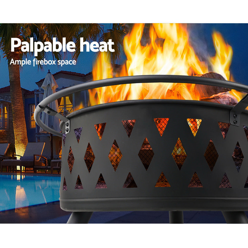 Fire Pit (82cm) 2-in-1 BBQ Grill - Homecoze