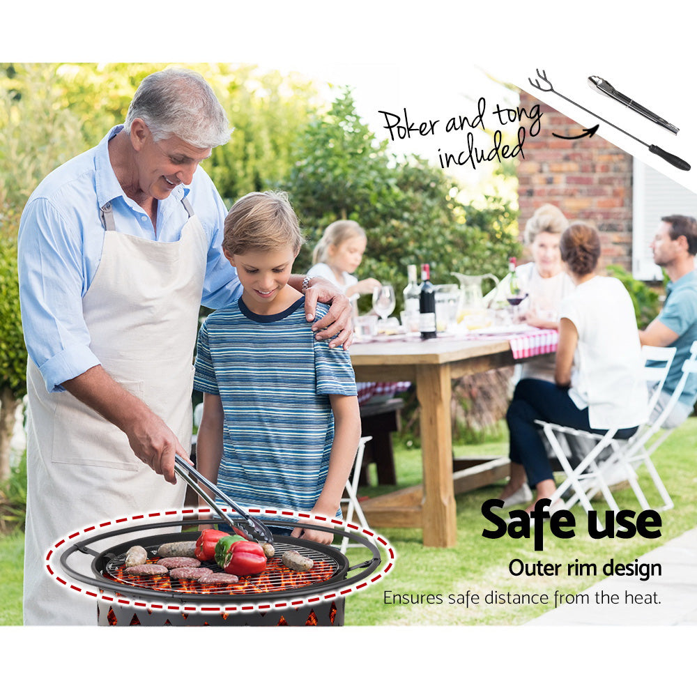 Fire Pit (82cm) 2-in-1 BBQ Grill - Homecoze