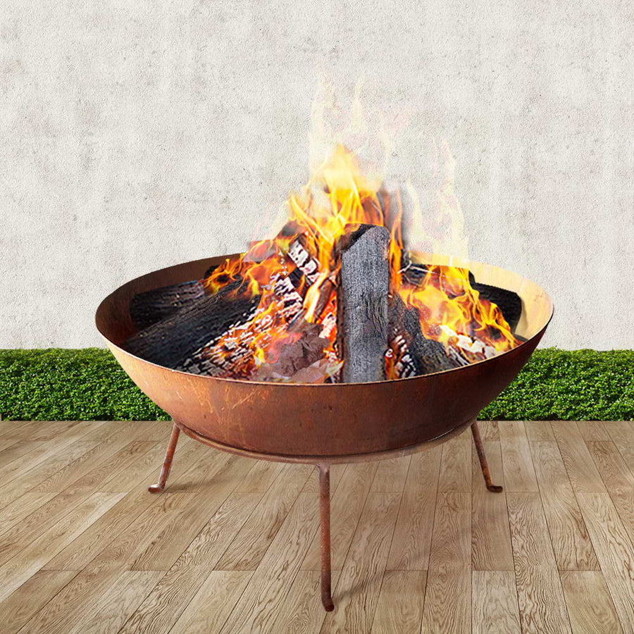 Fire Pit Outdoor Heater Charcoal Rustic Burner Steel Fireplace 70CM Homecoze
