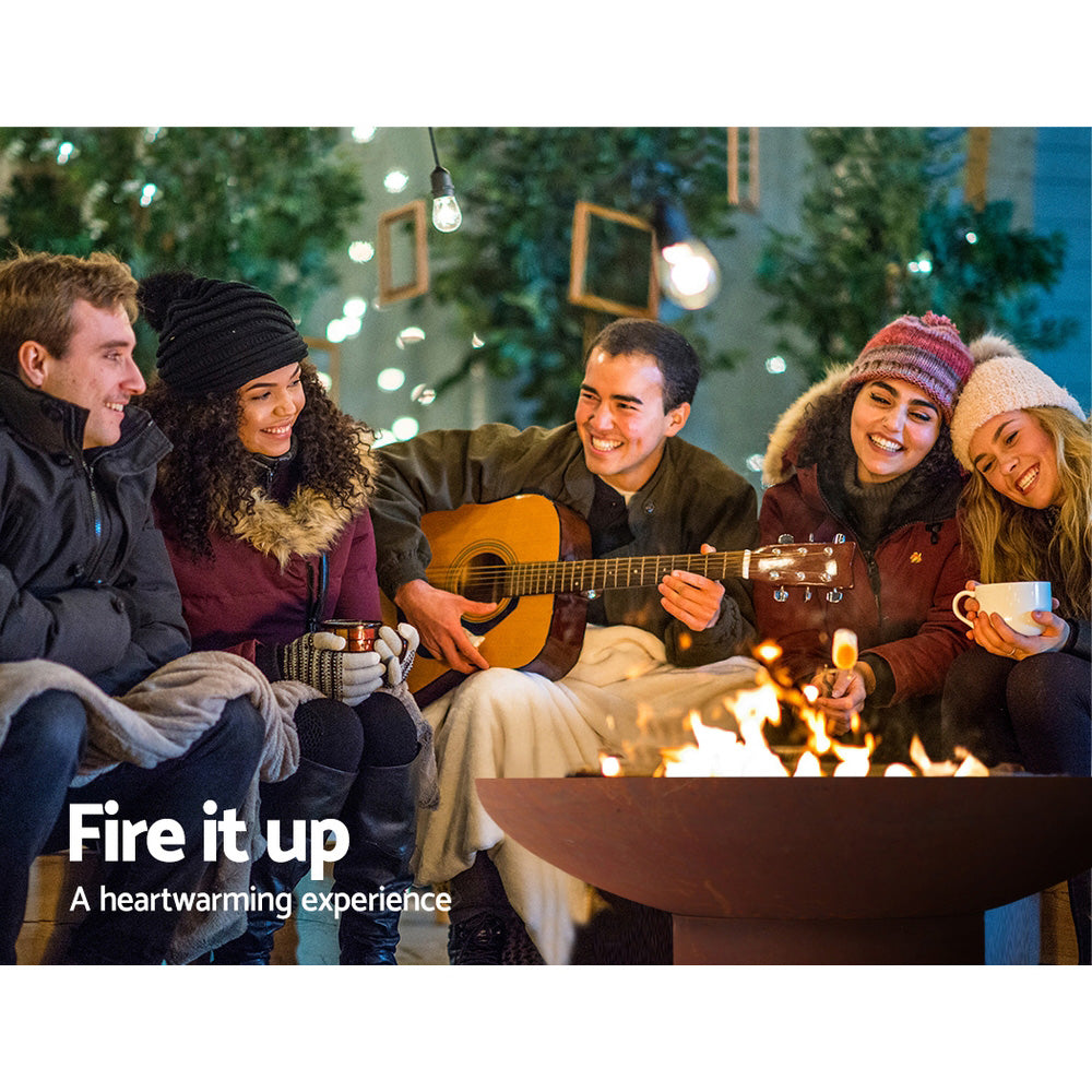 Modern Fire Pit (70cm) Steel Bowl - Oxidized Brown - Homecoze