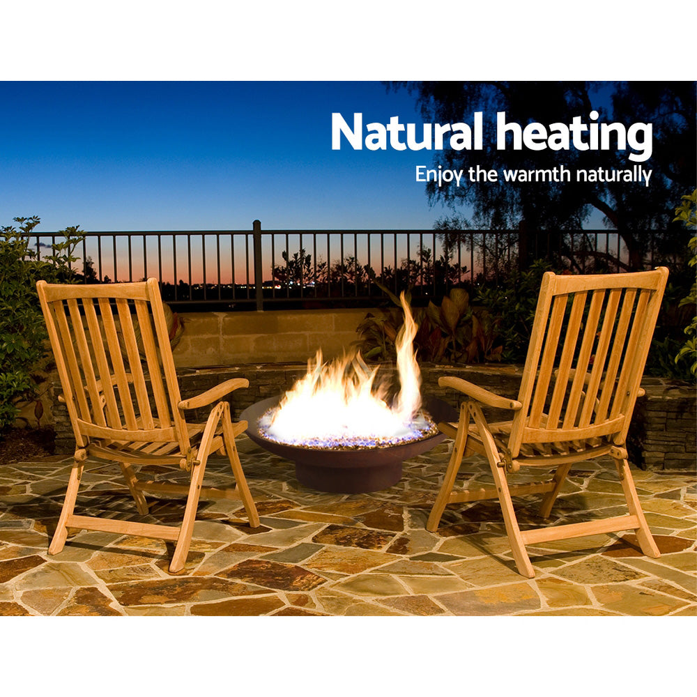 Modern Fire Pit (70cm) Steel Bowl - Oxidized Brown - Homecoze