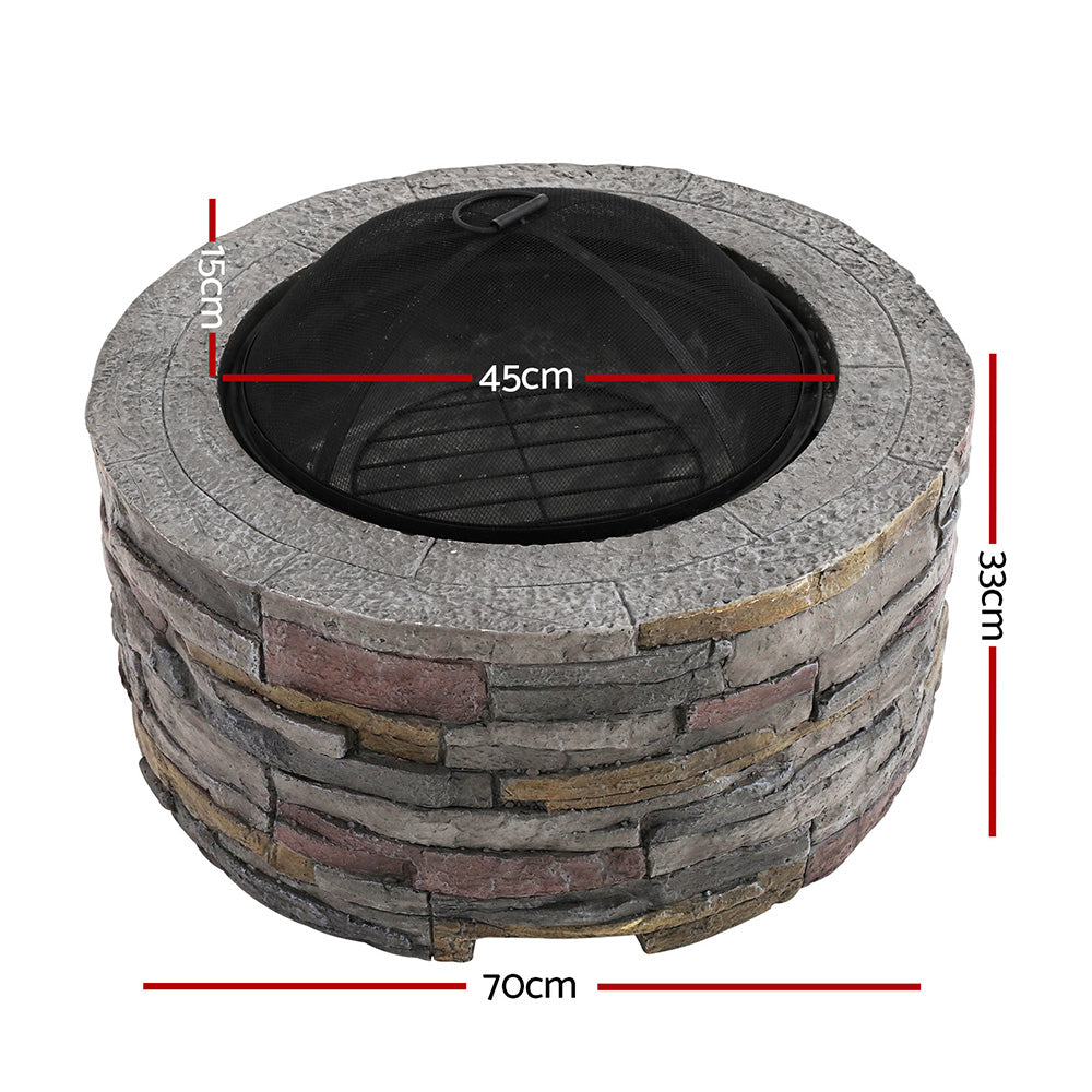 Round Fire Pit (70cm) Faux Stone Style - Homecoze