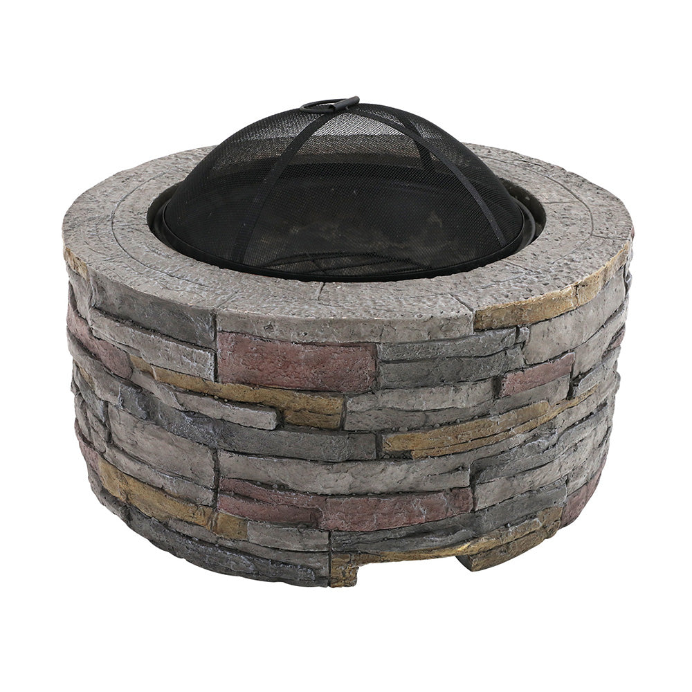 Round Fire Pit (70cm) Faux Stone Style - Homecoze