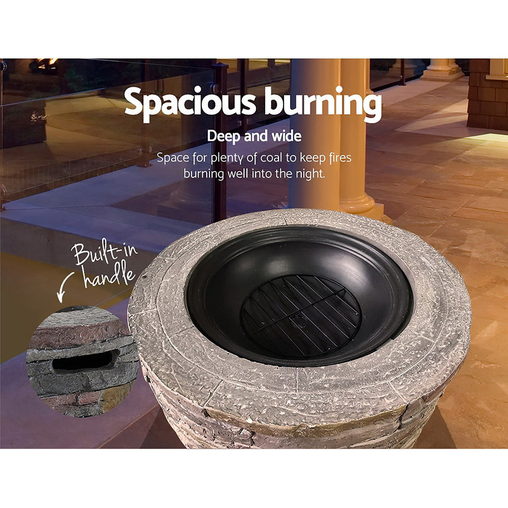 Round Fire Pit (70cm) Faux Stone Style - Homecoze