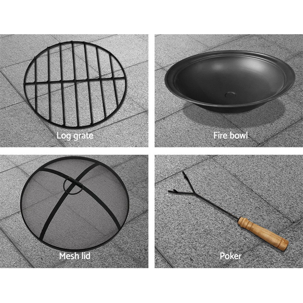 Round Fire Pit (70cm) Faux Stone Style - Homecoze