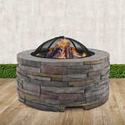 Round Fire Pit (70cm) Faux Stone Style - Homecoze