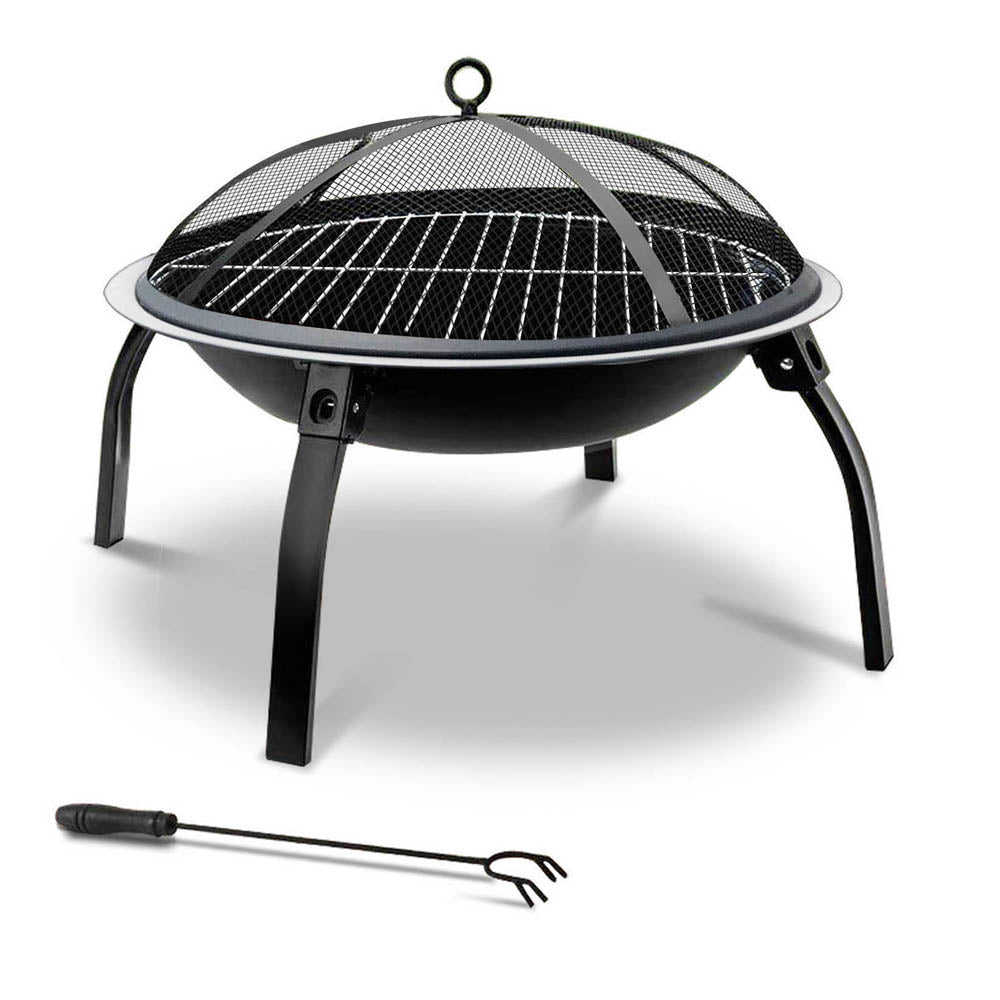 Portable Fire Pit (56cm) 2-in-1 Foldable BBQ Grill - Homecoze