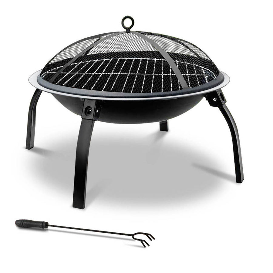 Portable Fire Pit (56cm) 2-in-1 Foldable BBQ Grill Homecoze