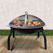 Portable Fire Pit (56cm) 2-in-1 Foldable BBQ Grill - Homecoze