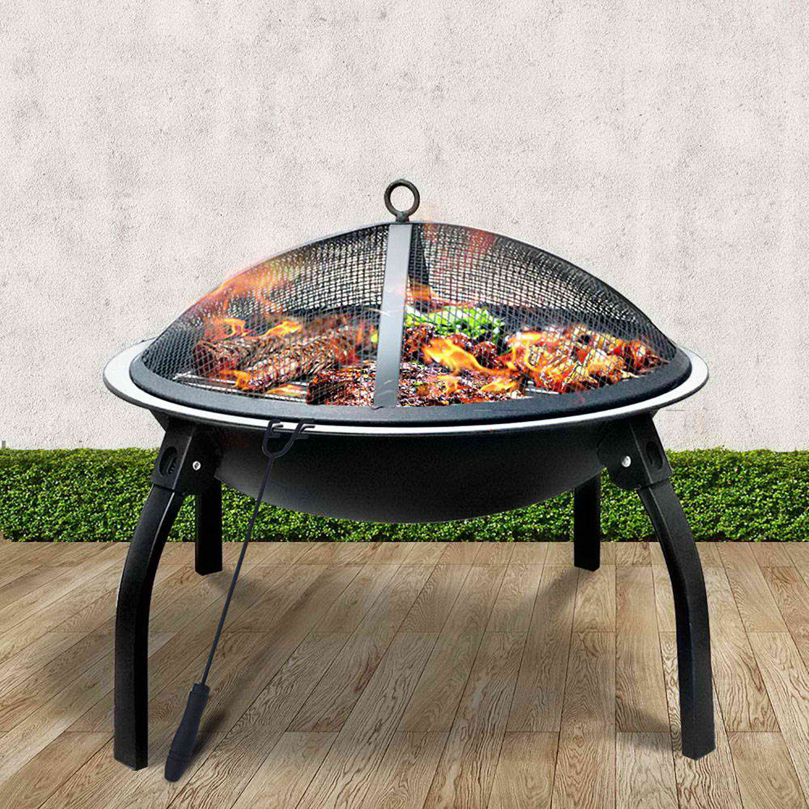 Portable Fire Pit (76cm) 2-in-1 Foldable BBQ Grill - Homecoze