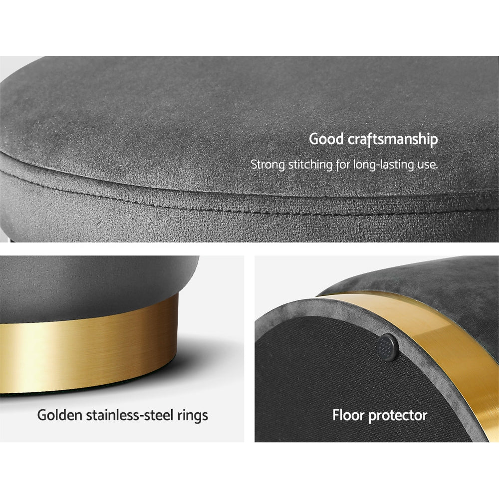 Round Velvet Storage Ottoman Pouffe Seat Footstool Charcoal Grey Homecoze