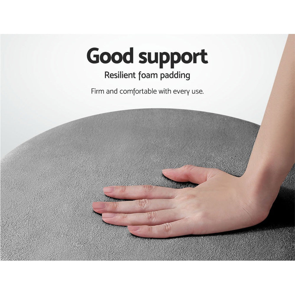 Round Velvet Ottoman Pouffe Padded Seat Footstool Charcoal Grey - Homecoze