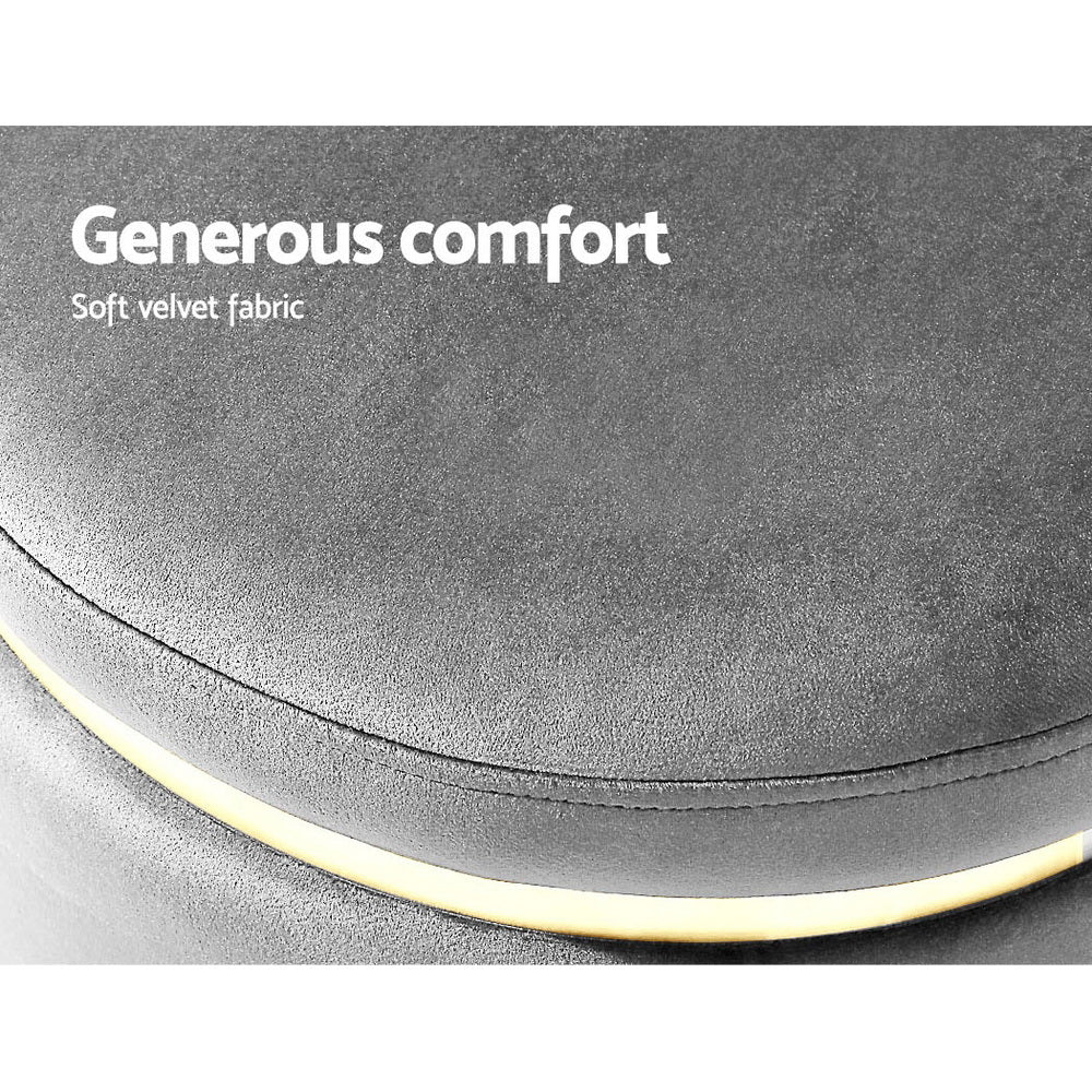 Round Velvet Ottoman Pouffe Padded Seat Footstool Charcoal Grey - Homecoze