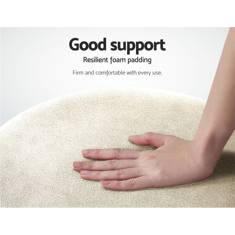 Round Velvet Ottoman Pouf Padded Seat Footstool Cream - Homecoze