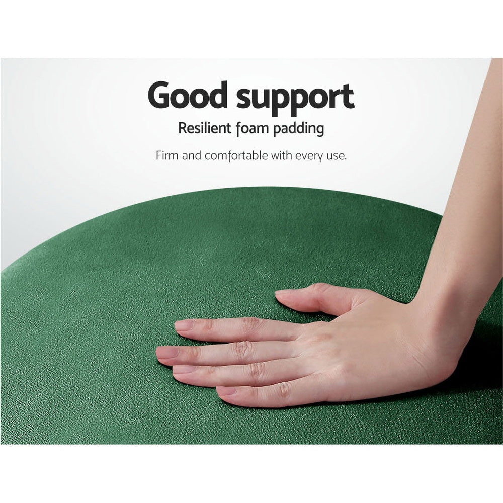 Round Velvet Ottoman Pouffe Padded Seat Footstool Green - Homecoze