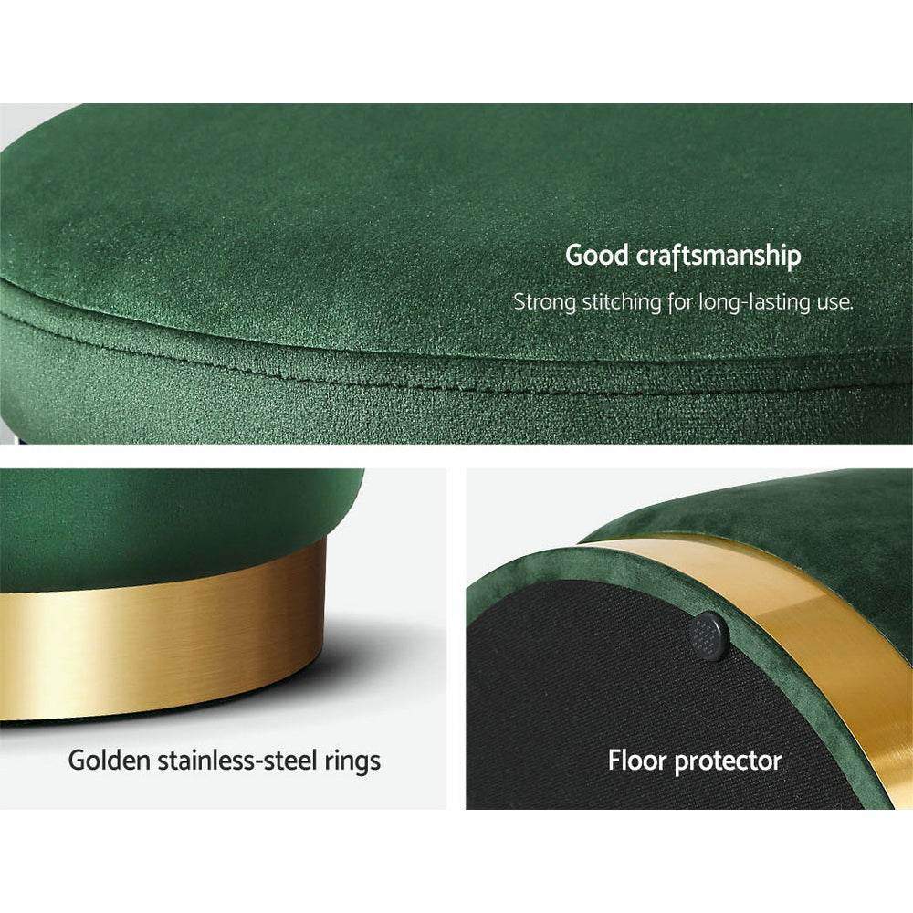 Round Velvet Ottoman Pouffe Padded Seat Footstool Green - Homecoze