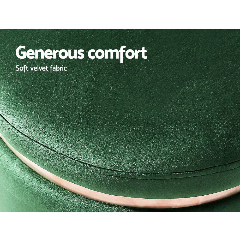 Round Velvet Ottoman Pouffe Padded Seat Footstool Green - Homecoze