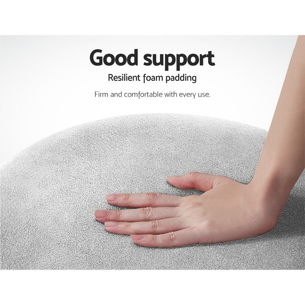 Round Velvet Ottoman Pouf Padded Seat Footstool Grey - Homecoze