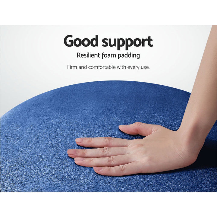 Round Velvet Ottoman Pouffe Padded Seat Footstool Navy Homecoze