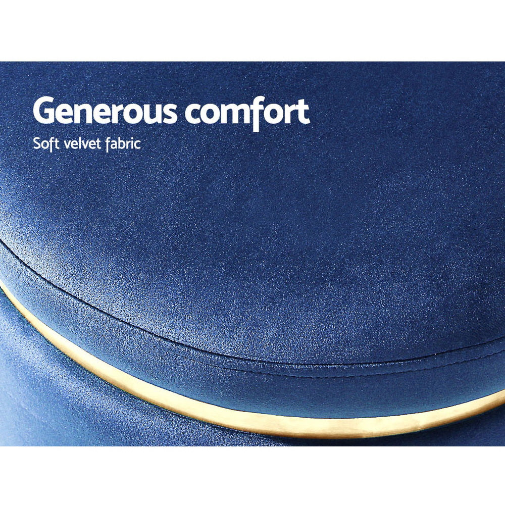 Round Velvet Ottoman Pouffe Padded Seat Footstool Navy Homecoze